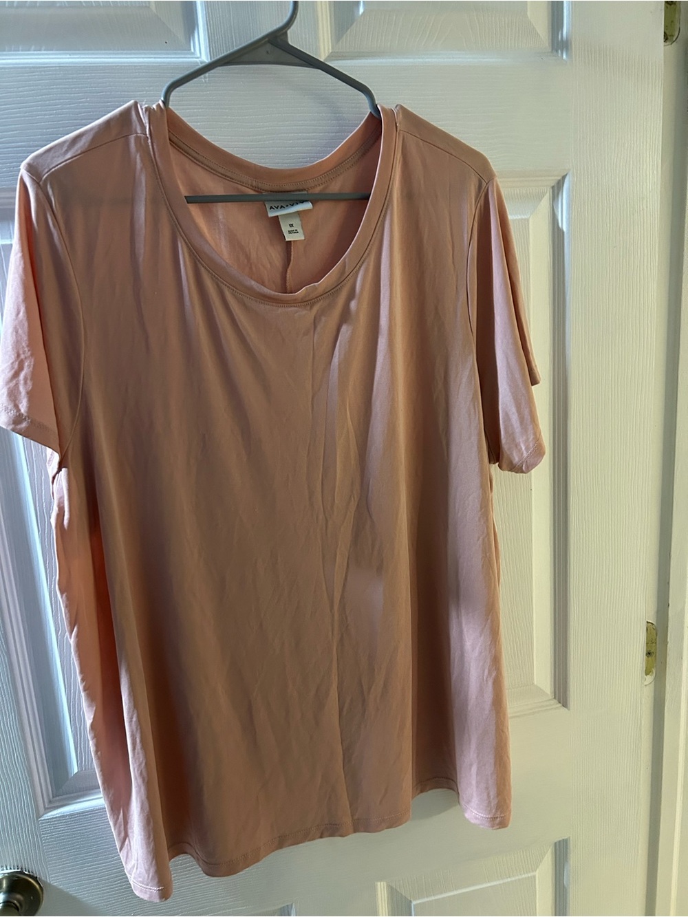Ava & Viv Women's Plus Size 1X Short Sleeve T-Shirt Relaxed Scoop Neck, Pink